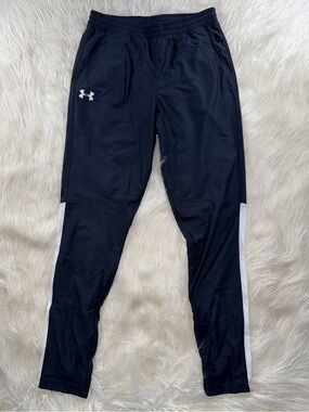 NWT Under Armour Men’s Medium Rival Stretch Woven Jogger Pants Black/White/White